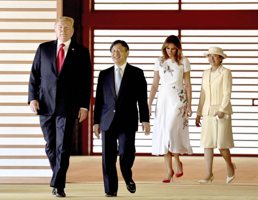 Japan new Emperor Naruhito greats Trump in English